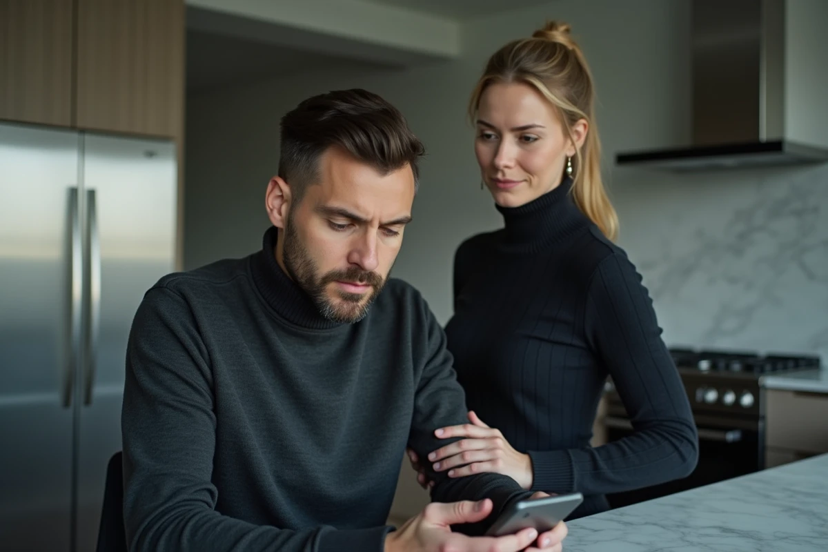 Comportement de contrôle d'une femme narcissique sur son partenaire dans un cadre domestique