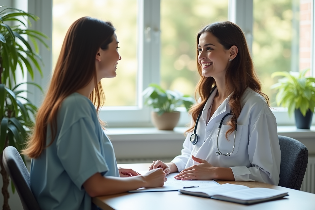 Femme enceinte discutant avec une médecin dans un cabinet