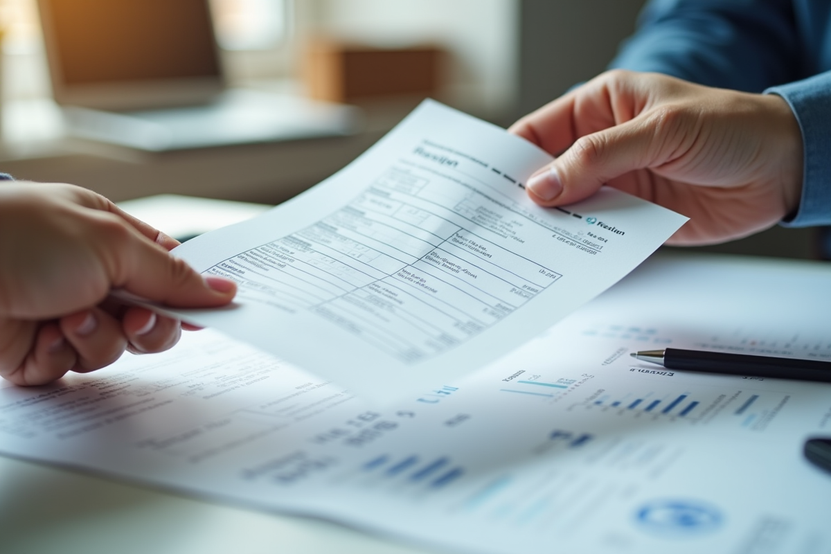 Main échangeant un formulaire de remboursement et reçu de programme