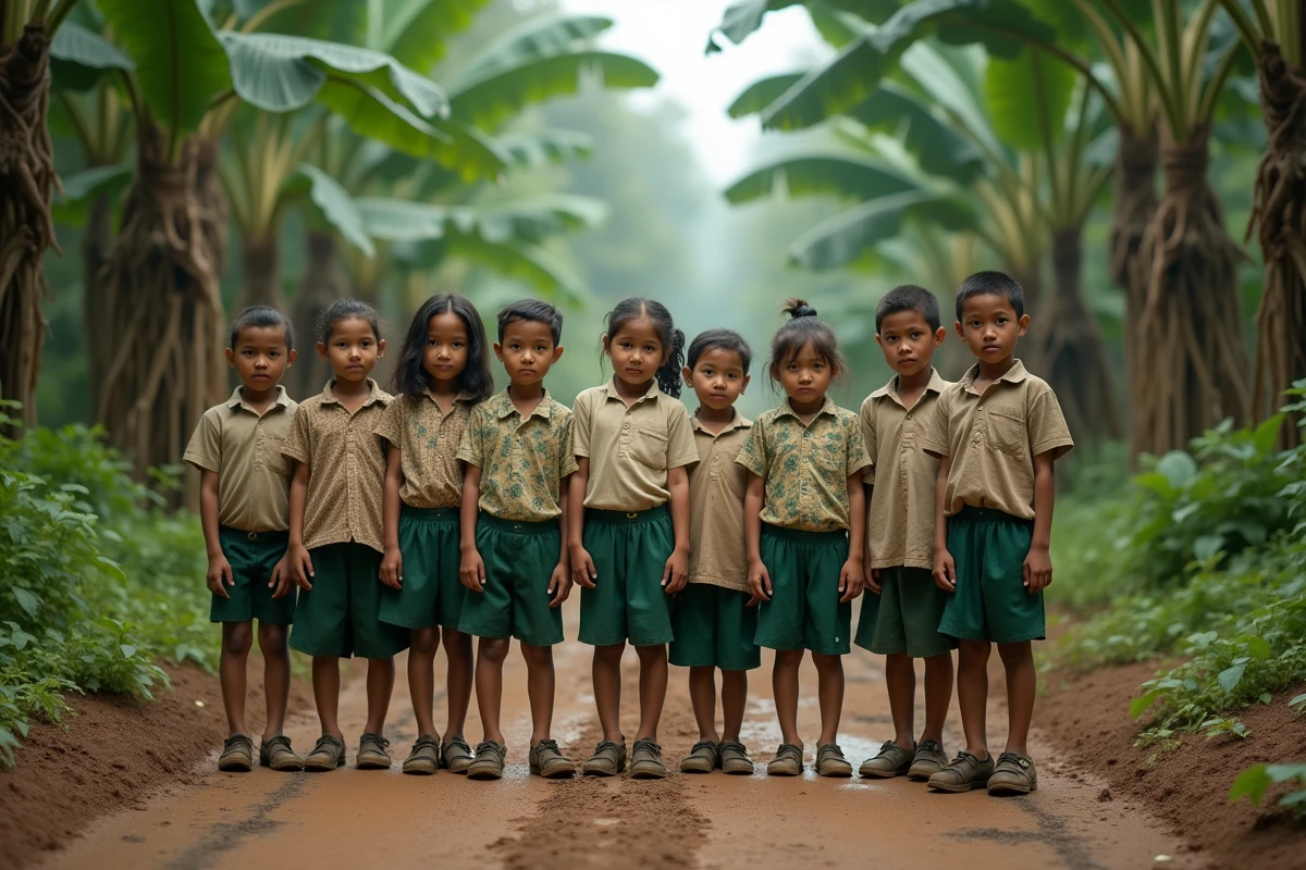 Enfants du village près de la forêt tropicale