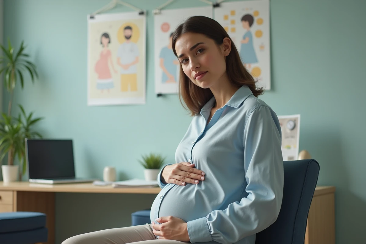 Jeune femme en consultation m&eacute;dicale avec expression pr&eacute;occup&eacute;e