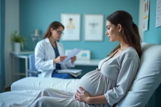 Femme enceinte en consultation dans un hôpital moderne
