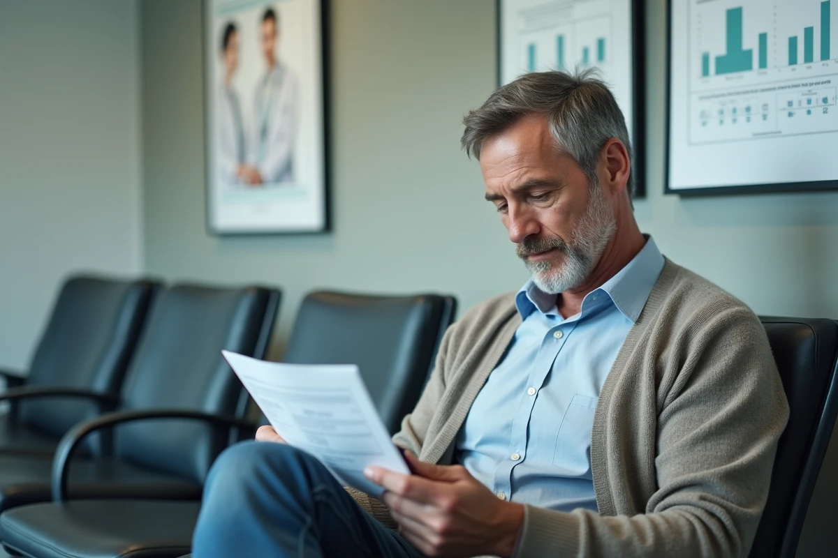 Homme regardant son smartphone dans une salle d