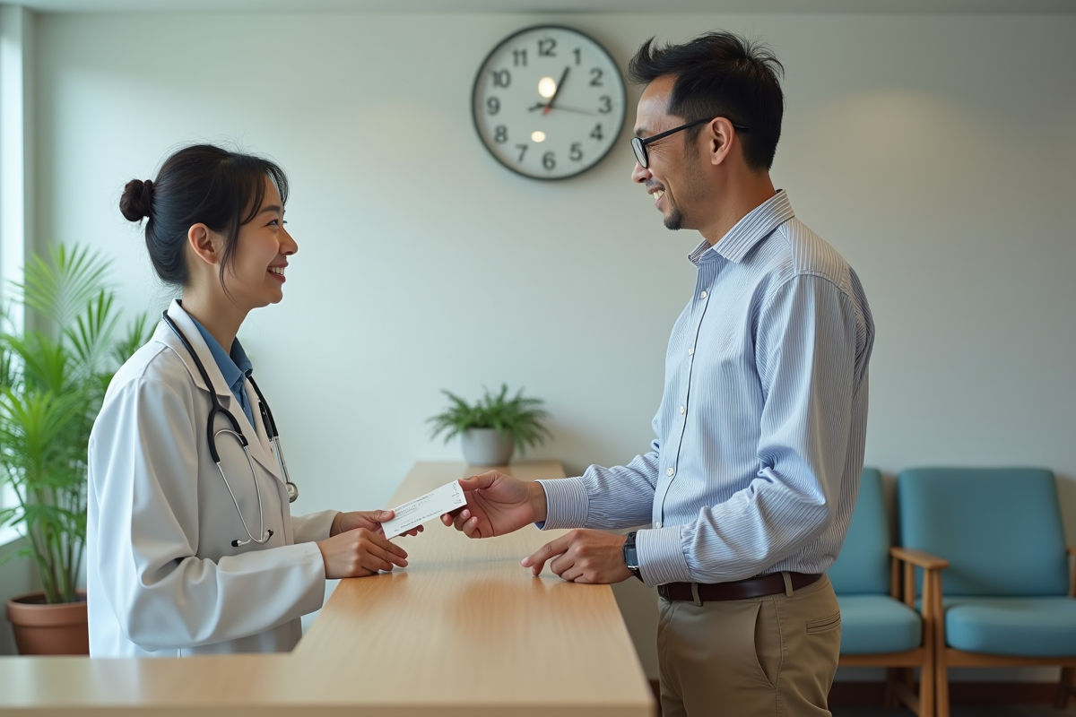 Homme japonais présentant sa carte d