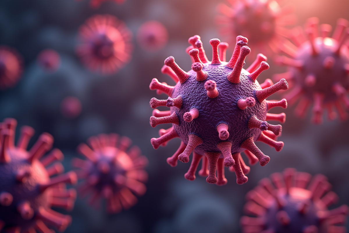 Interaction entre cellules immunitaires et cellule anormale en microphotographie