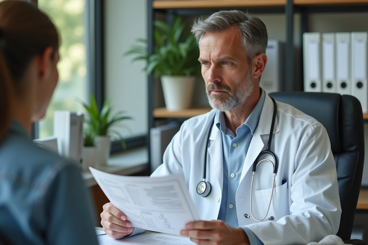 Medecin examinant des résultats de tests avec une patiente