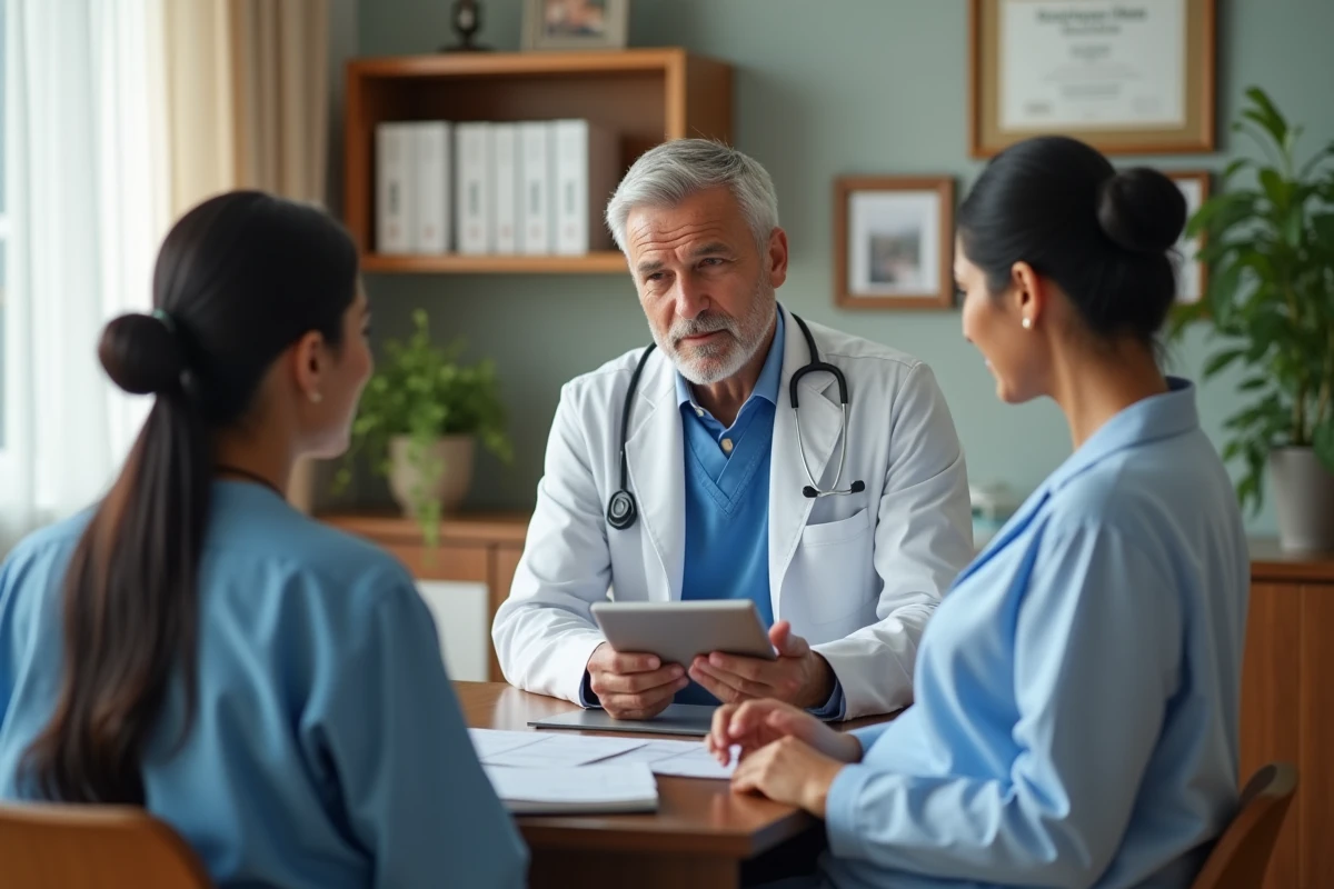 Medecin expliquant des resultats a une femme enceinte