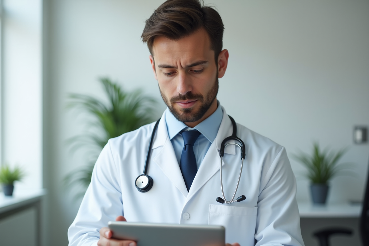 Jeune médecin en consultation dans un cabinet moderne